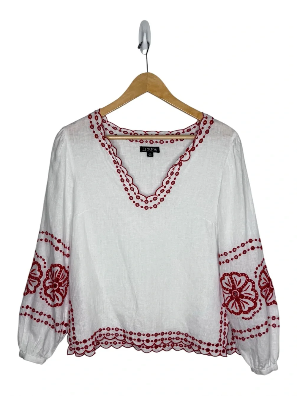 J. Crew Bungalow embroidered top in linen XS - Picture 4 of 9